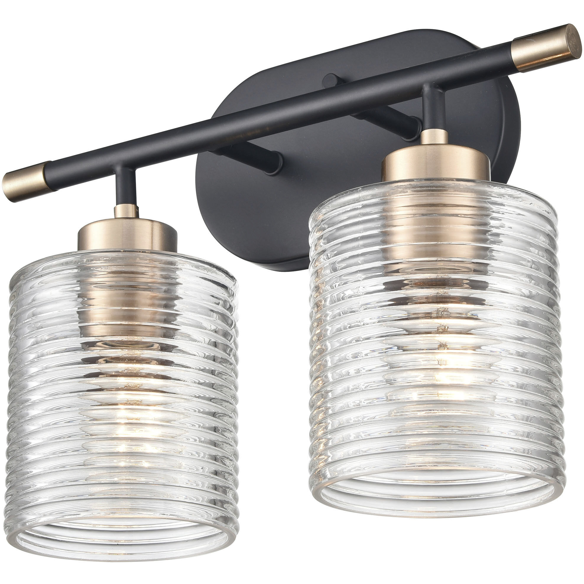 Renitta 2 Light 14 inch Matte Black/Modern Gold Bathroom Vanity Light Wall Light